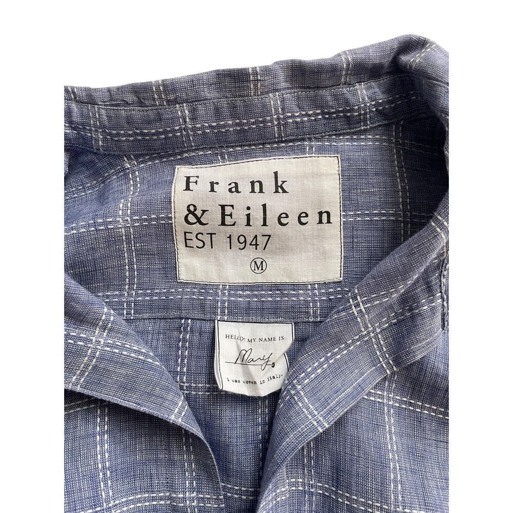 Frank & Eileen Mary Shirt Dress Blue White Check Plaid Linen Button Front M - Picture 5 of 8